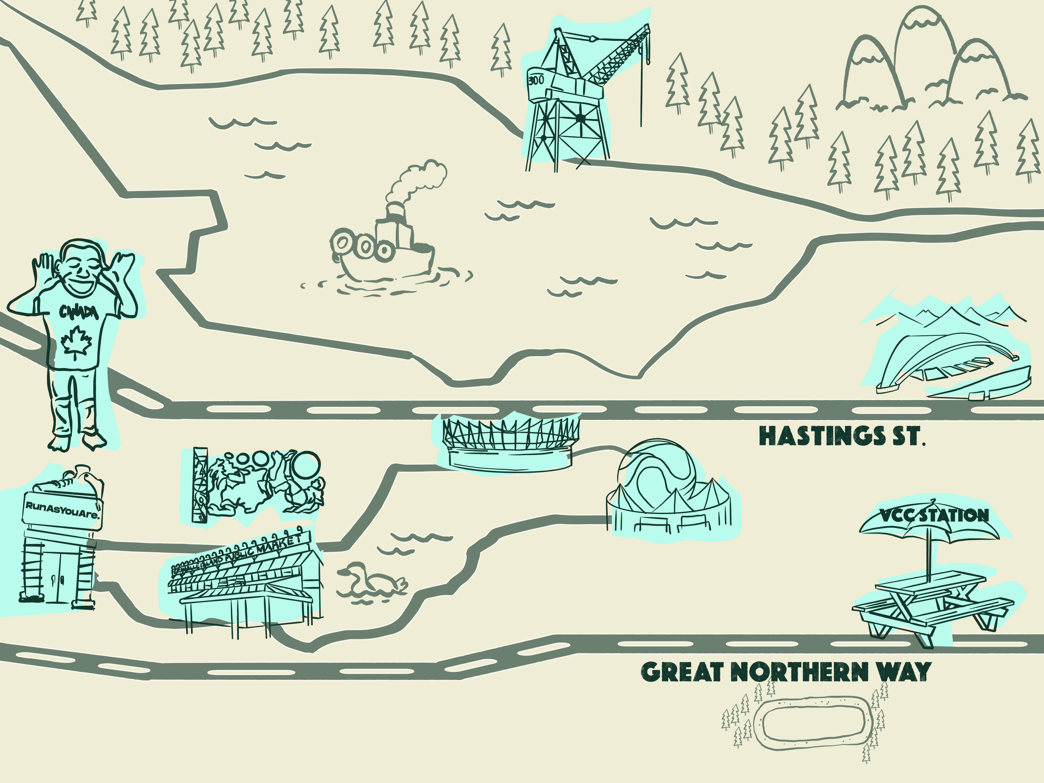 Vancouver exploration landmark locations map